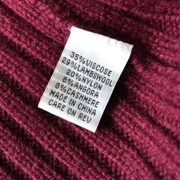 BRYN WALKER Cashmere + Angora Maroon Long Duster Cardigan Sz M - Picture 5 of 7